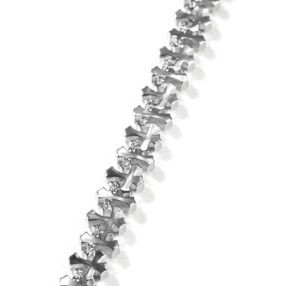 Fashion Unique Design Cross Chain Hip-Hop Bracelet Luxury Micro Paved Zircon Bracelet for Men and Women
